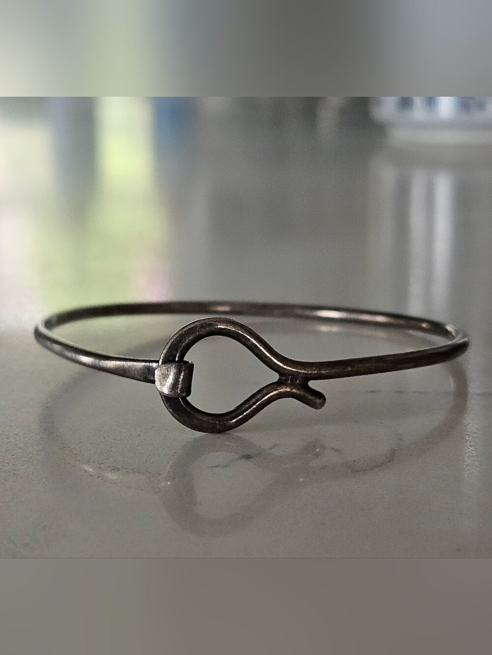 Vintage ATI MEXICO Sterling Silver Hook Closure Bangle Bracelet 7.5"